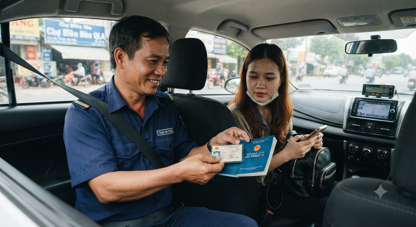 1. Xác nhận hãng taxi và thông tin xe